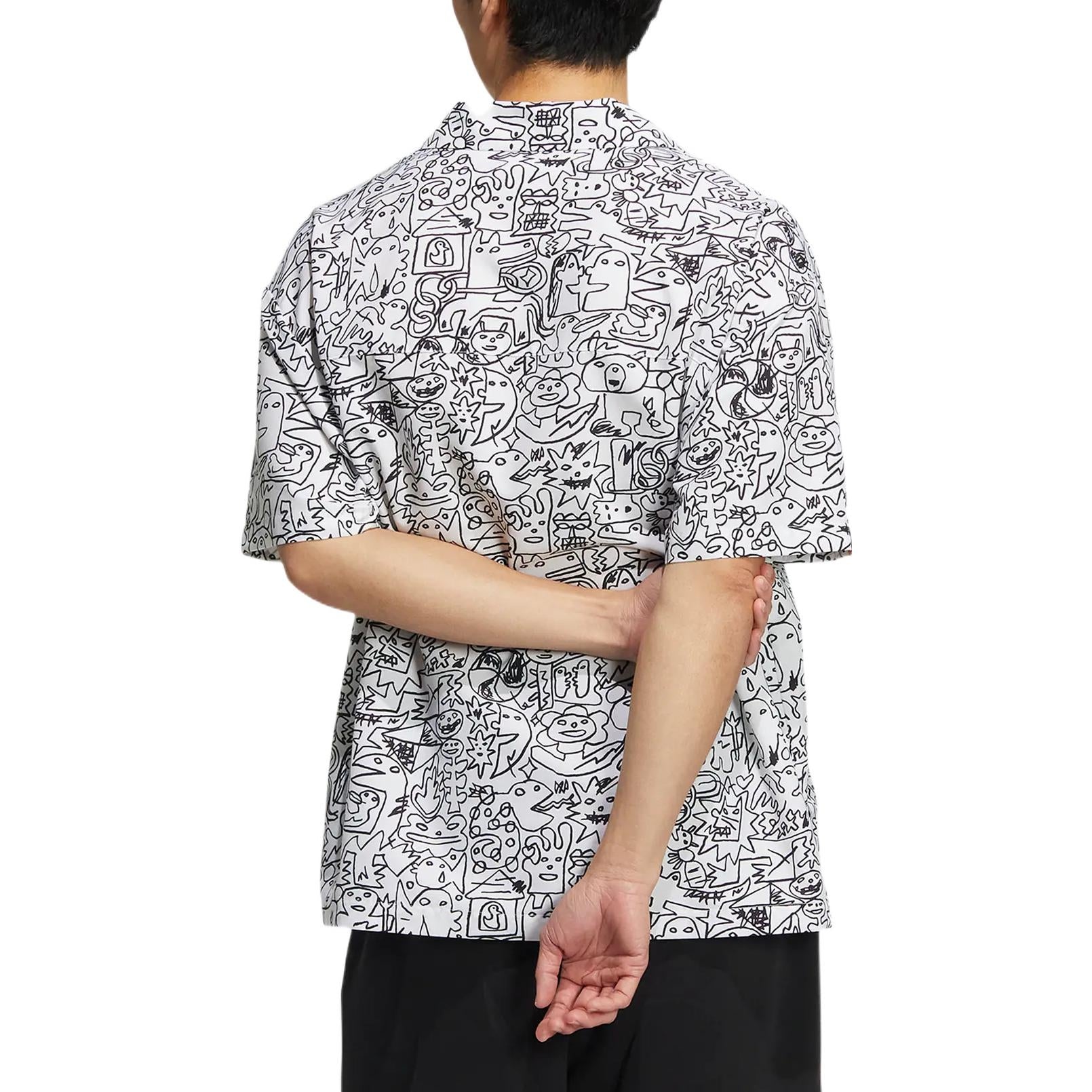 adidas originals SS22 Printing Full Print Casual Short Sleeve Shirt White HR6450 - 3
