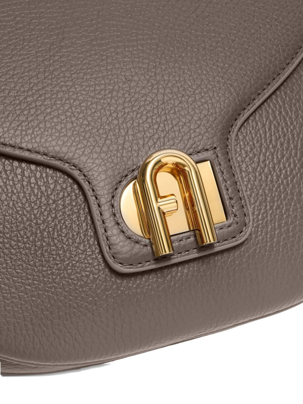 curved-flap leather shoulder bag - 4