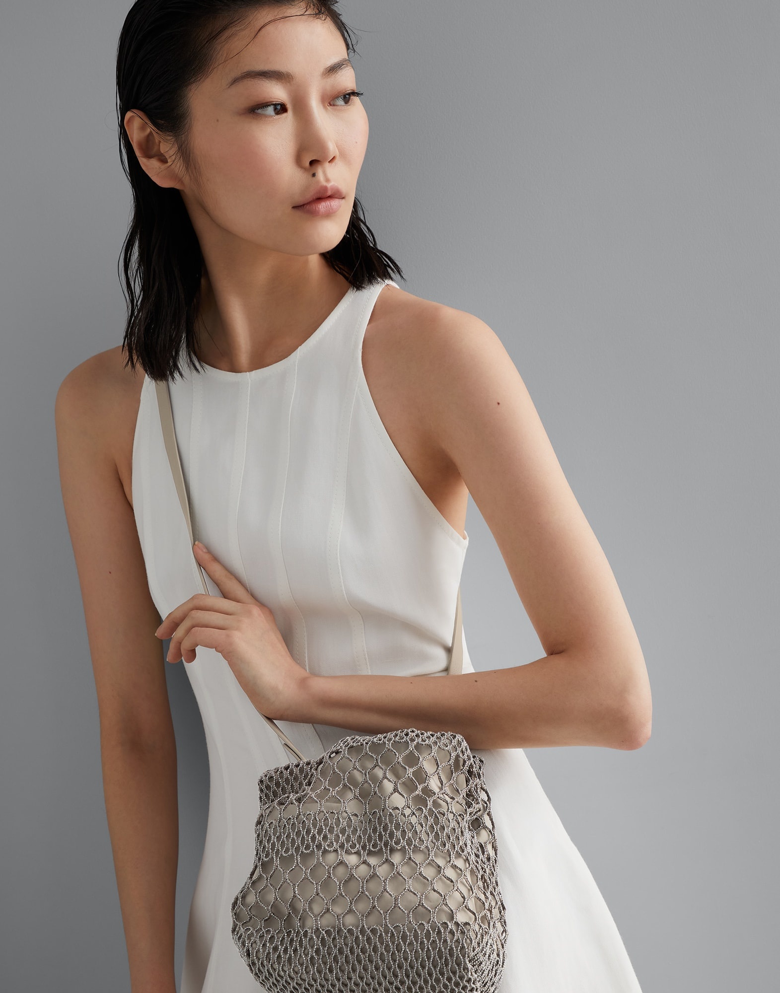 Precious net embroidery bucket bag - 4