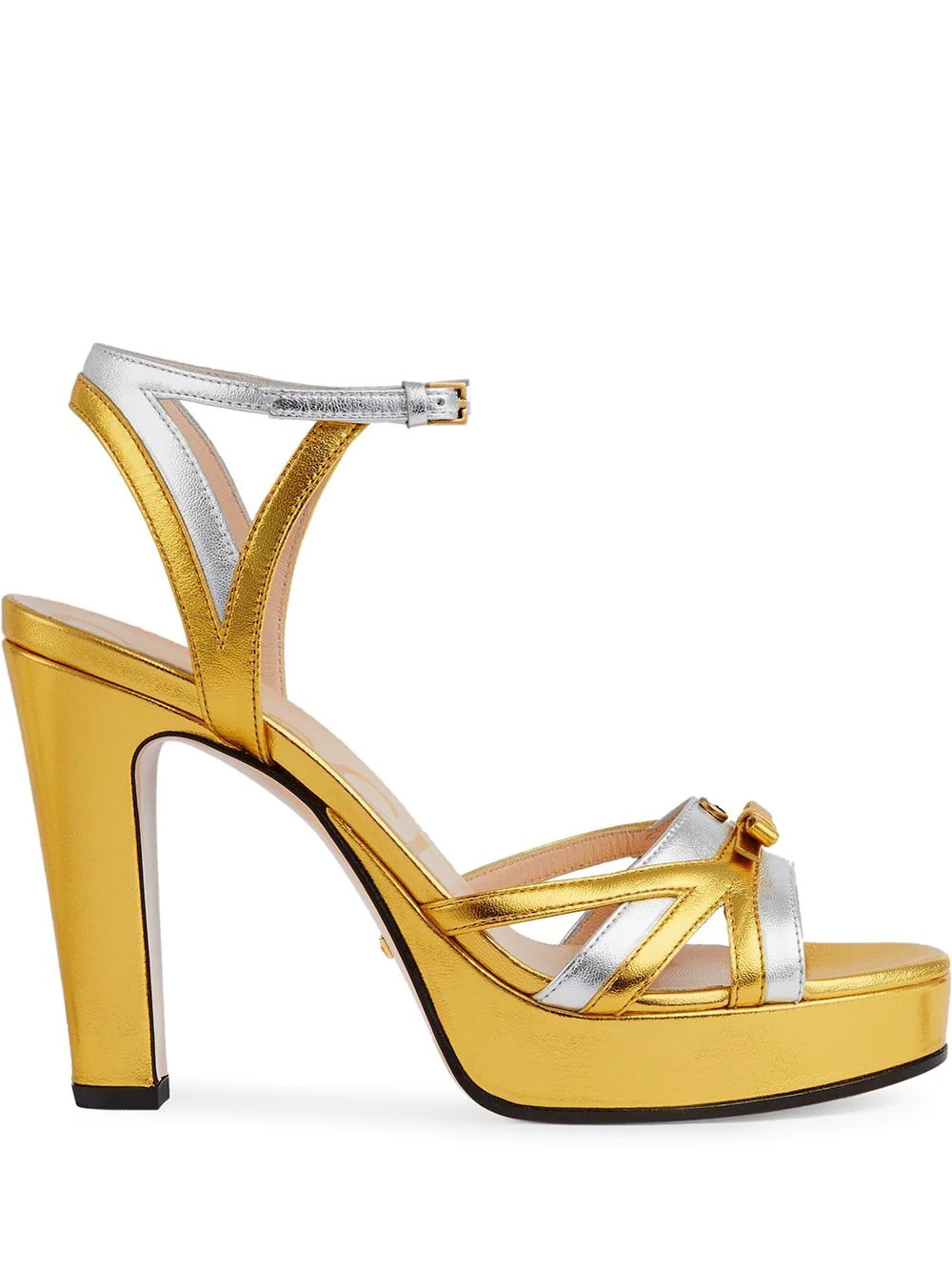 metallic strappy platform sandals - 1