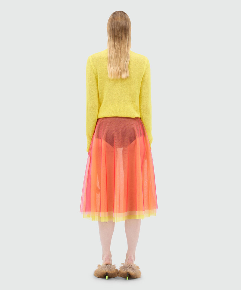 Red midi skirt in light multicolored tulle overlay 3