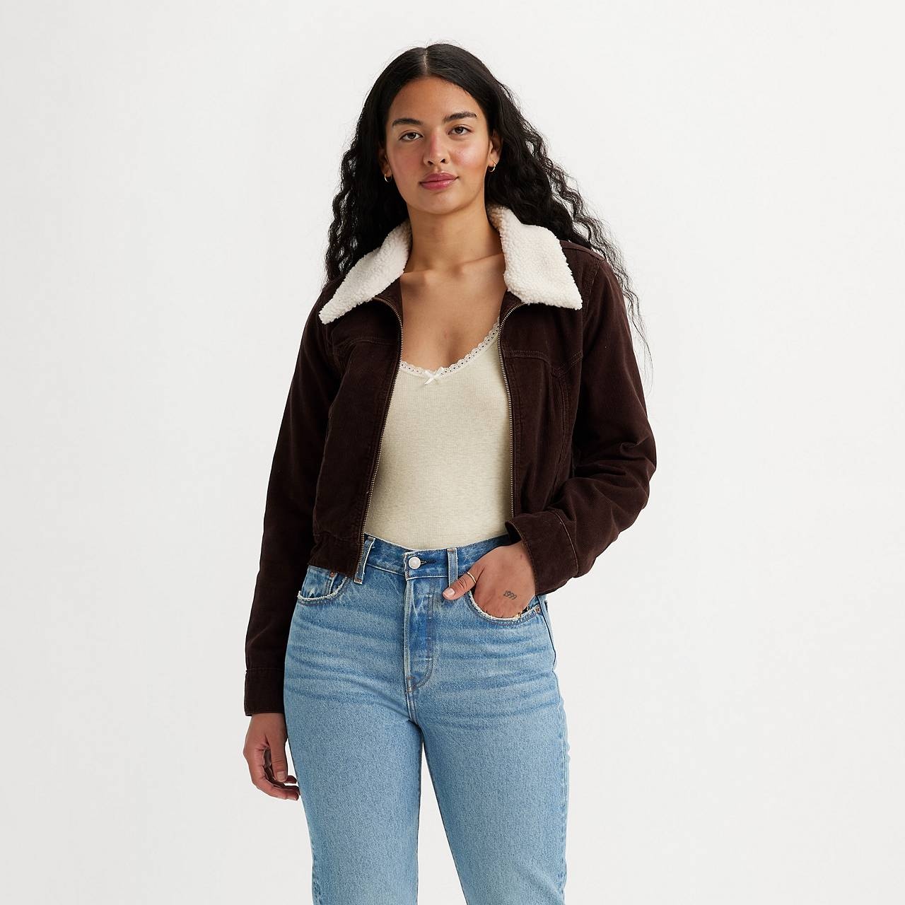 SLIM SHERPA CORDUROY TRUCKER JACKET - 2