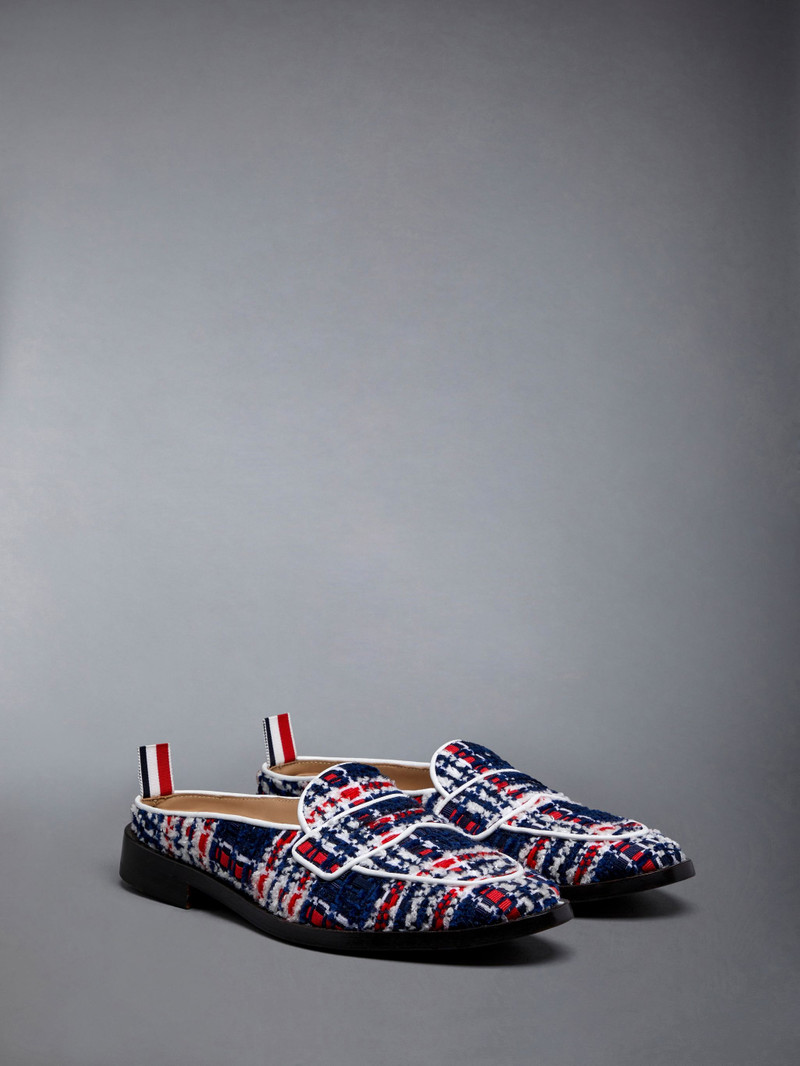 Thom Browne Prince of Wales Check Chenille Tweed Varsity Penny Loafer Mule outlook