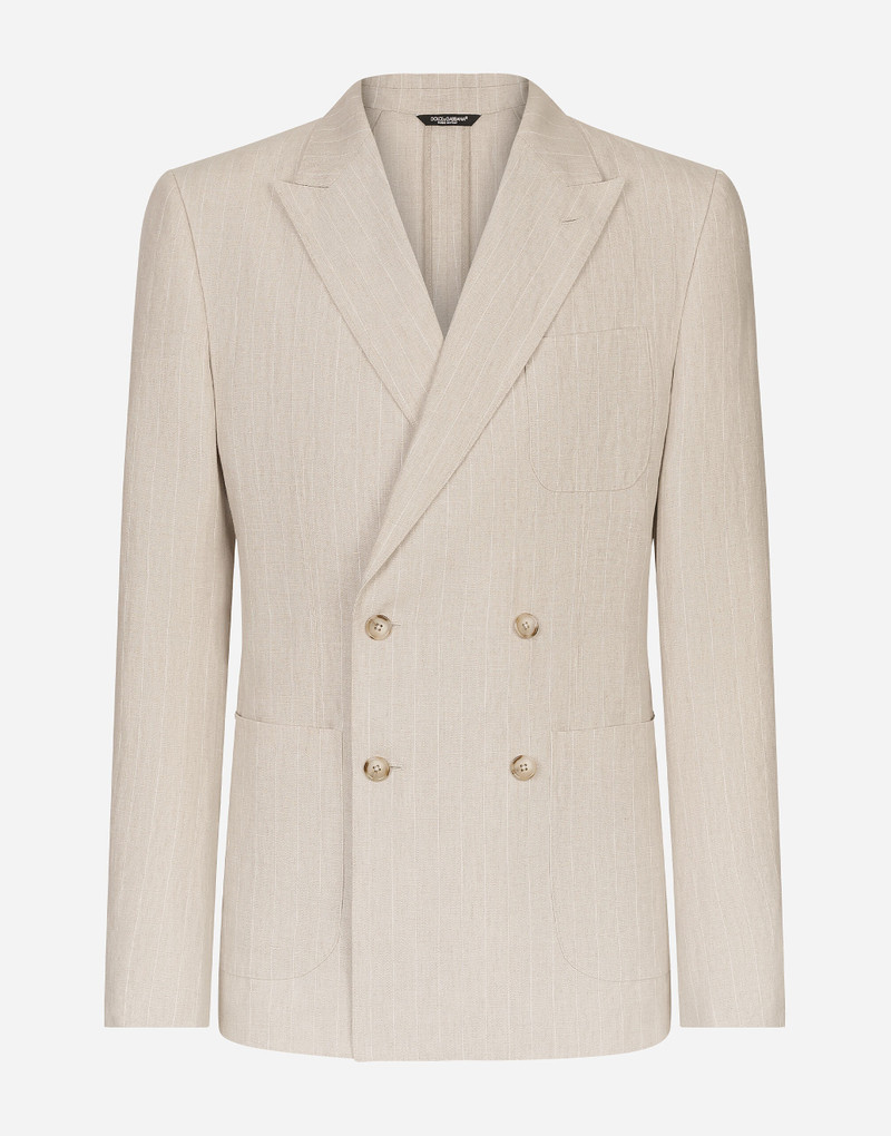 Pinstripe 리넨에 있는 Double-breasted Portofino-fit 재킷 1