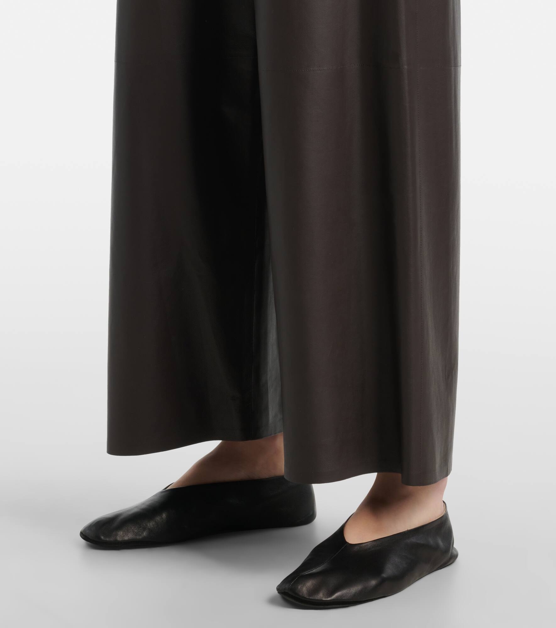 Yani mid-rise leather wide-leg pants - 5