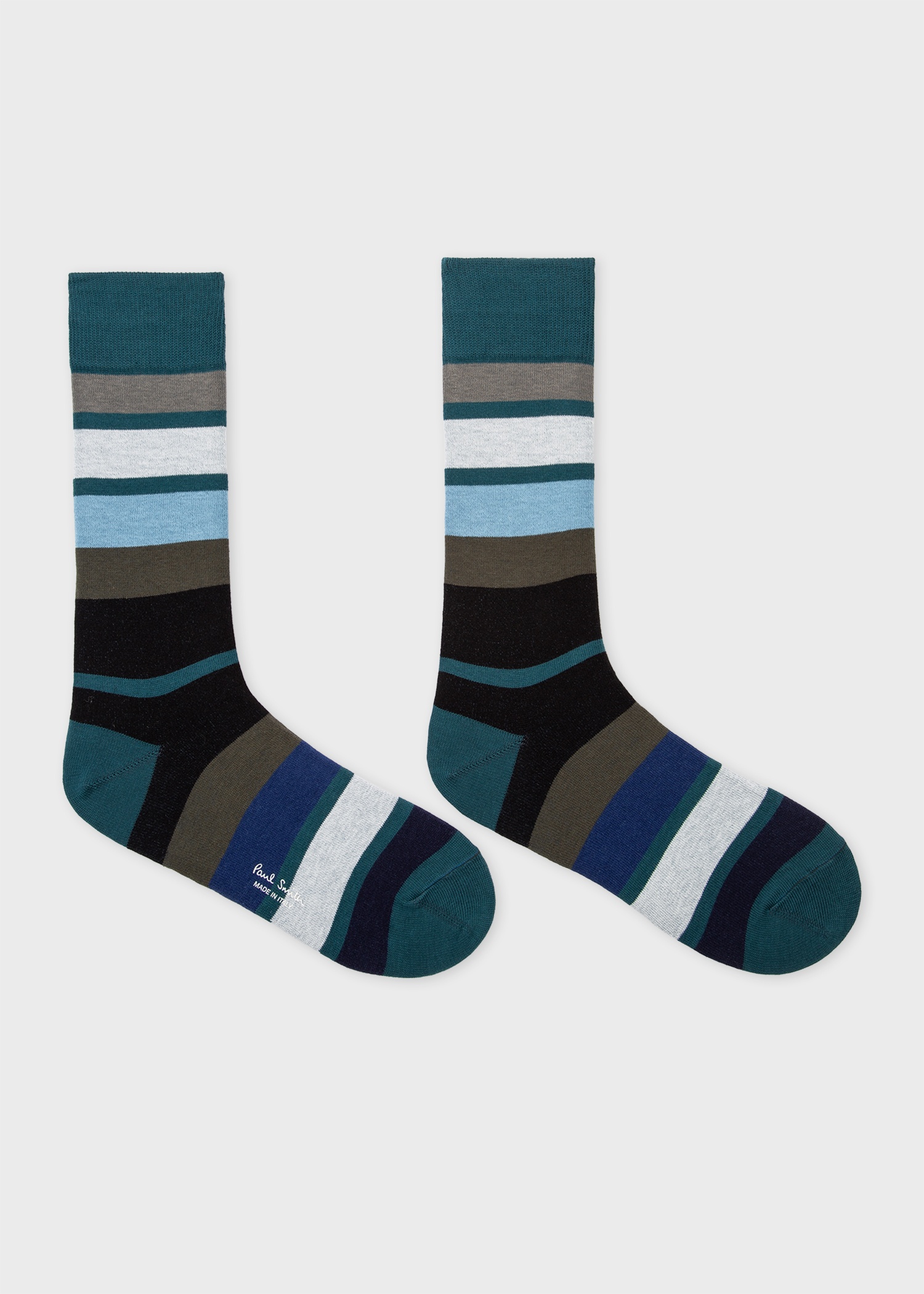 Green Multi Block-Stripe Socks - 2