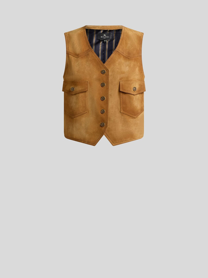 CROPPED SUEDE WAISTCOAT WITH POCKETS 1