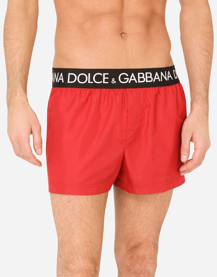 Short swim trunks with branded stretch waistband - 4