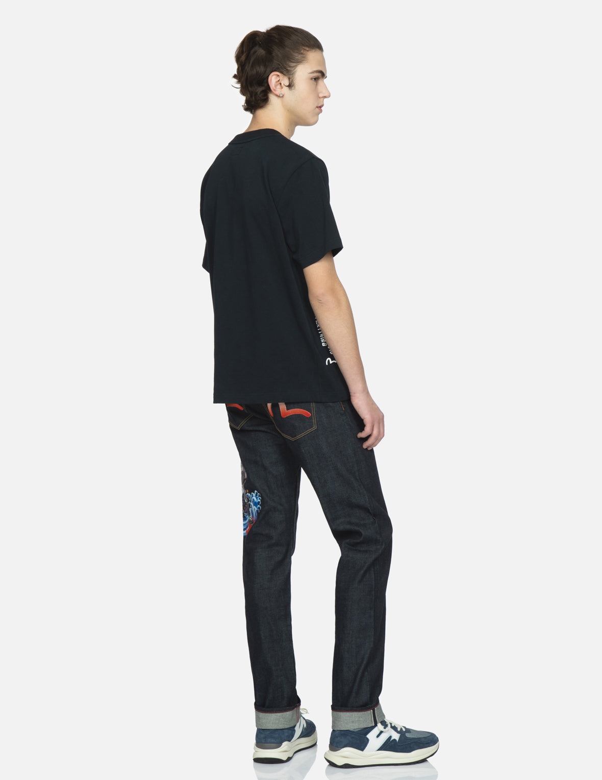 Samurai Print and Seagull Embroidery Slim-Fit Jeans #2010 - 3
