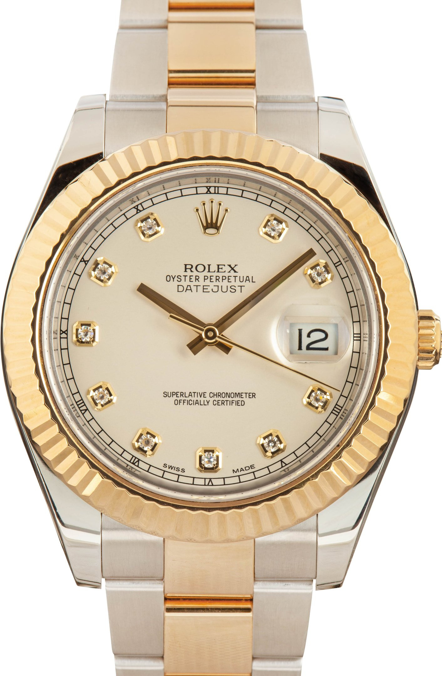 Pre-owned Rolex Datejust II Ref 116333 Ivory Diamond Dial - 1