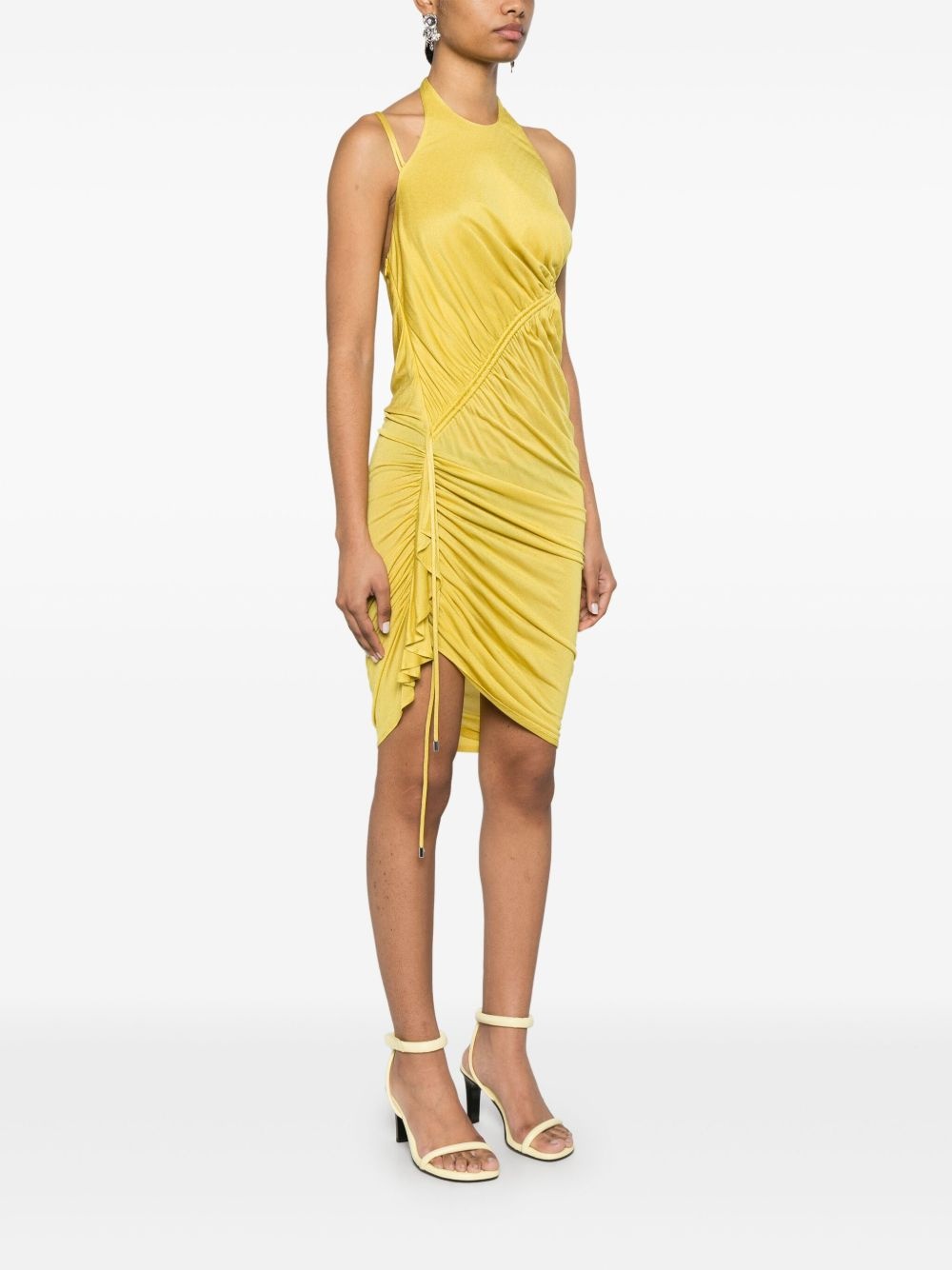 gathering-detail crepe mini dress - 3