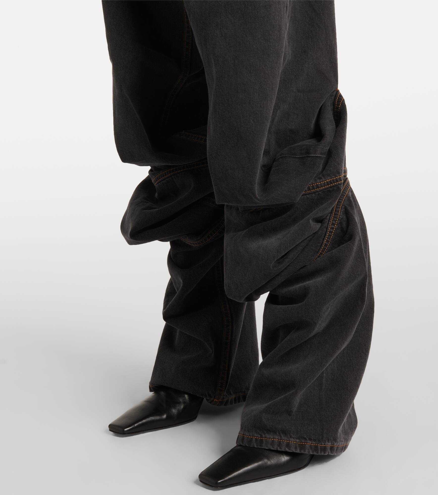 Evergreen Draped Cuff wide-leg jeans - 5