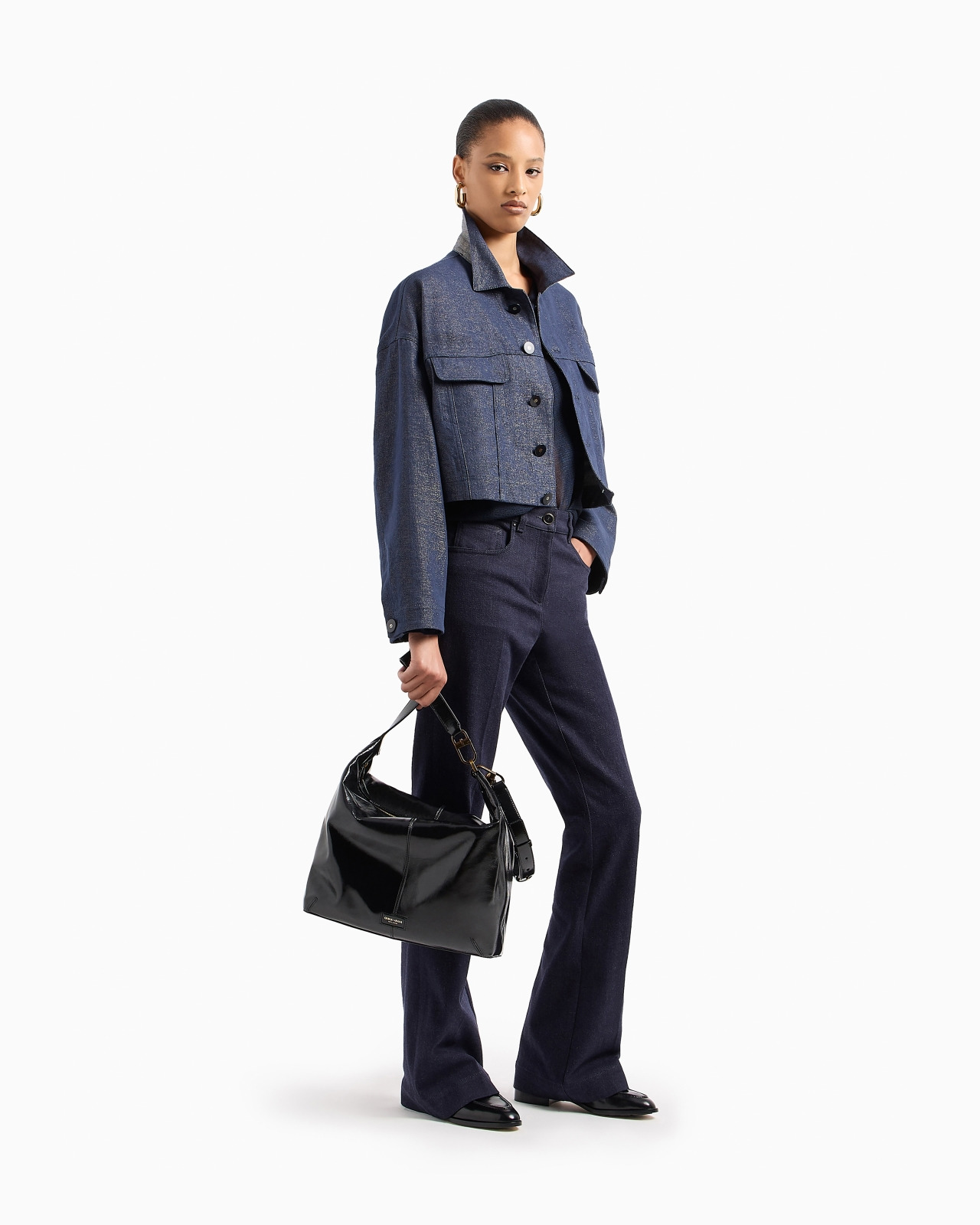 Denim Collection stretch cotton denim five-pocket flared trousers - 2