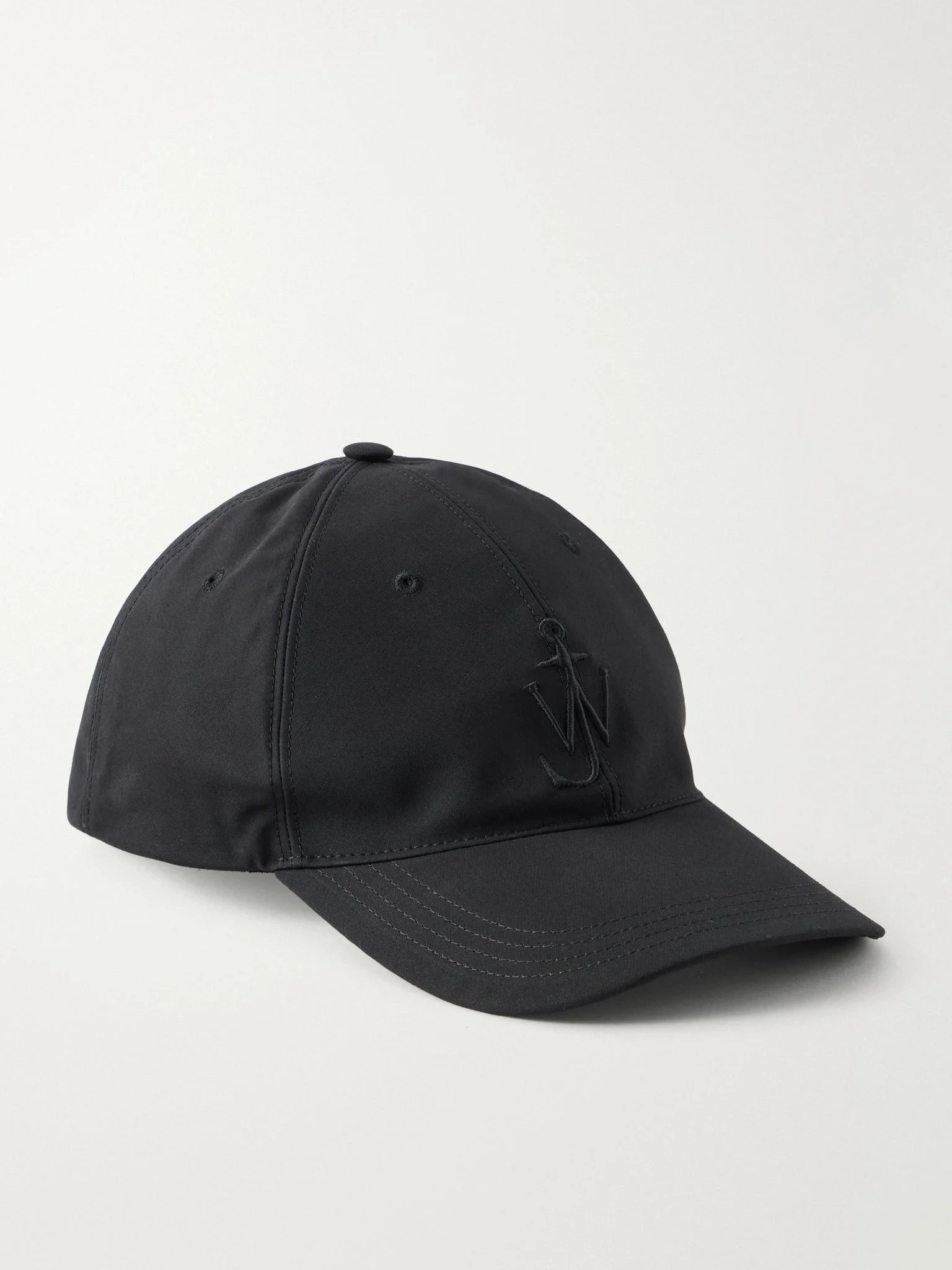 Logo-Embroidered Corduroy-Trimmed Waxed Cotton Baseball Cap Black - 1