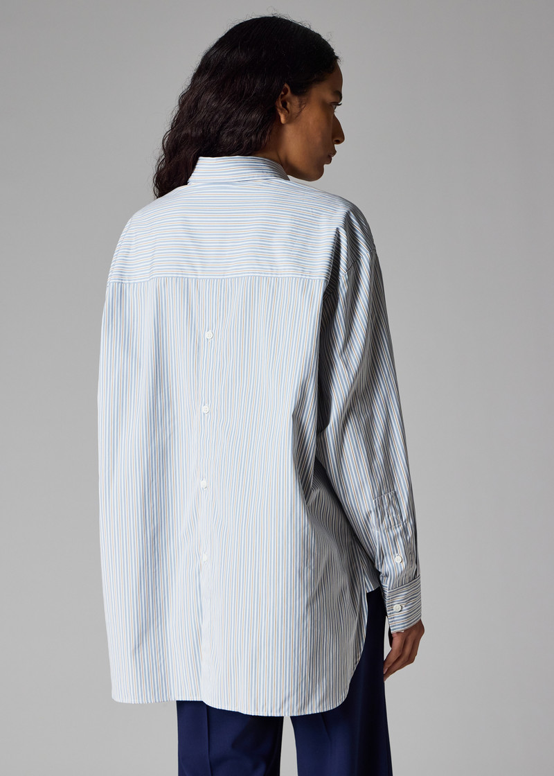 Paul Smith Women's Light Blue Stripe Oversized Shirt outlook
