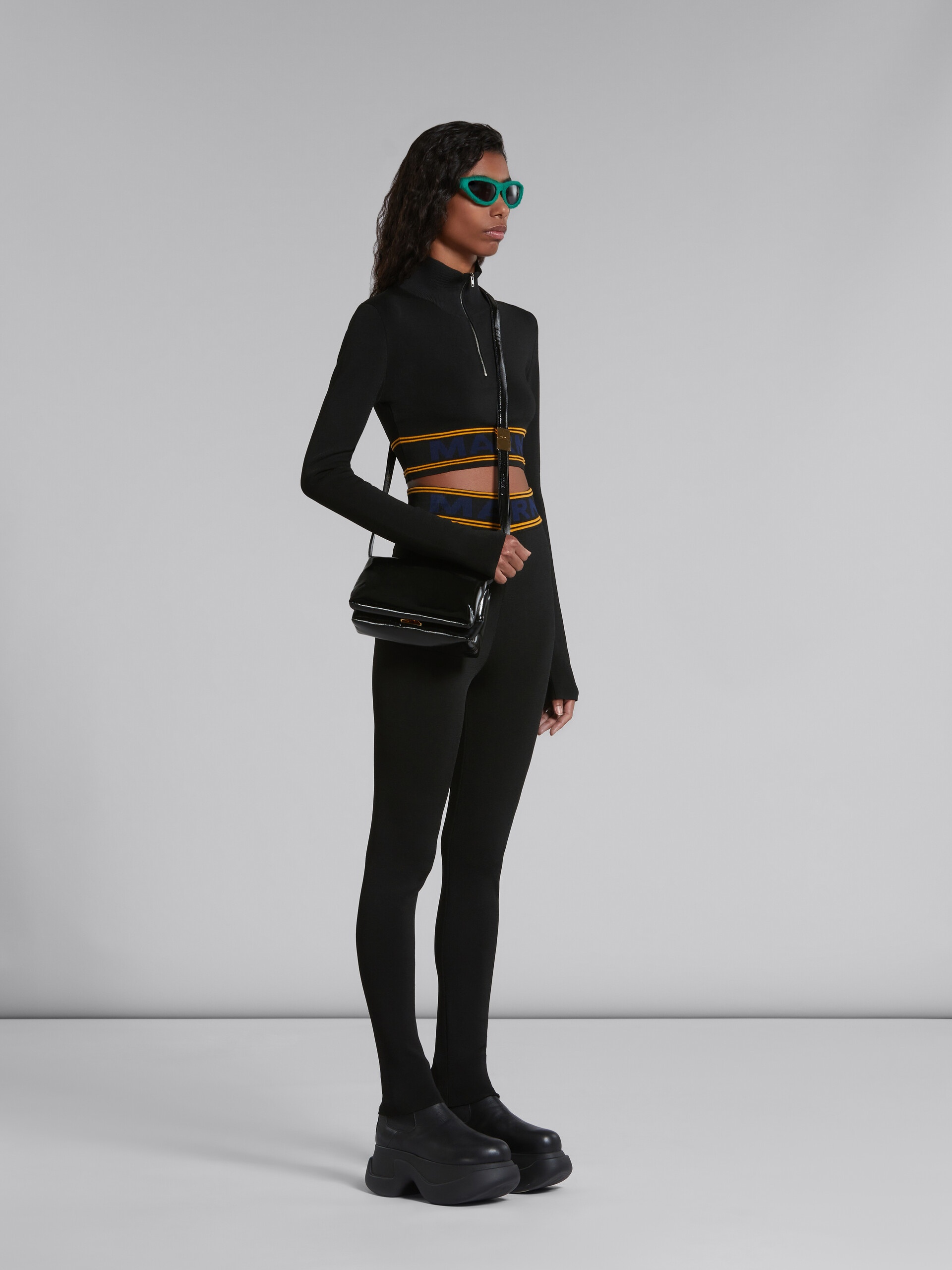 BLACK LEGGINGS WITH LOGO WAIST - 5