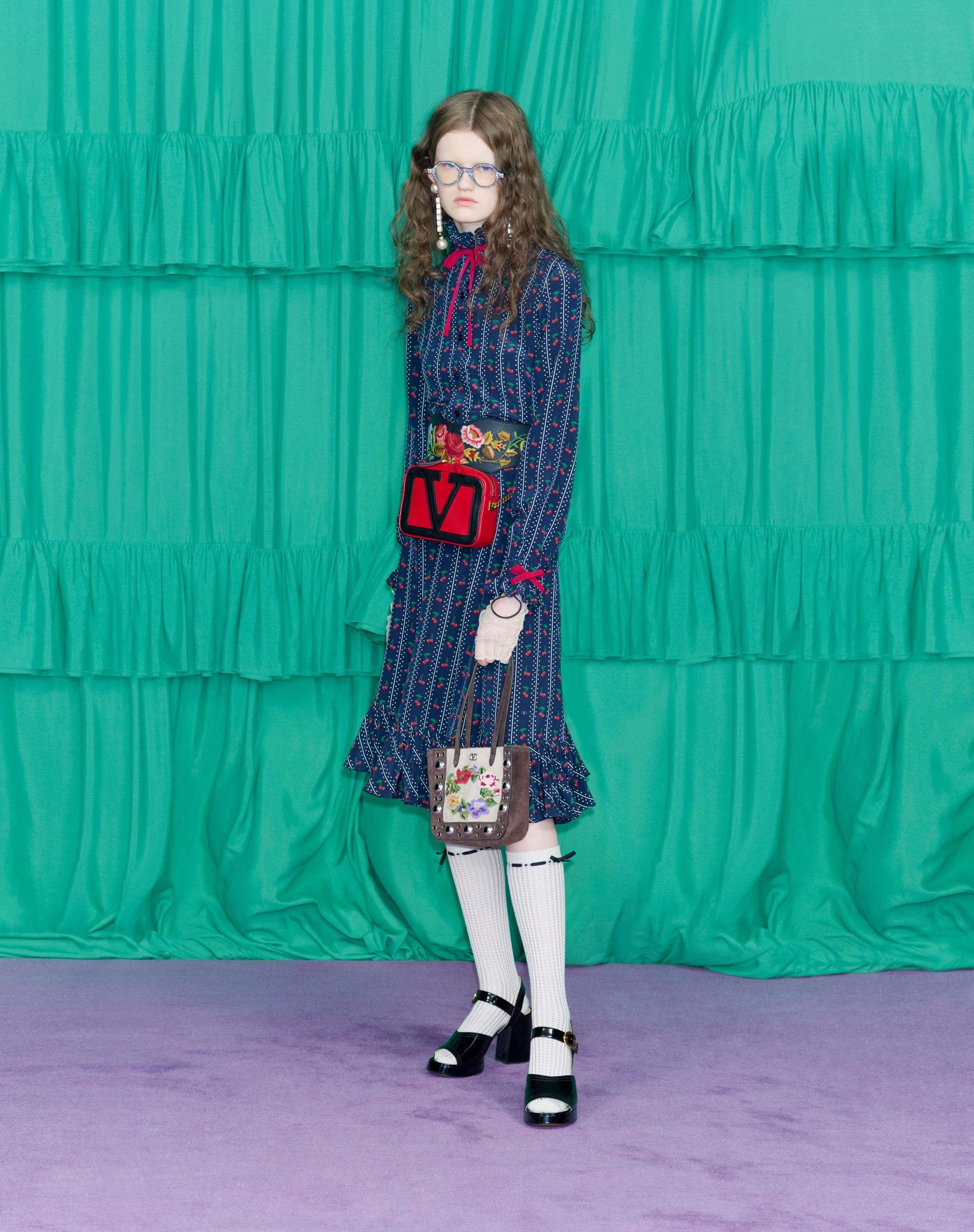 CREPE DE CHINE MIDI SKIRT WITH CHERRYFIC PRINT - 7