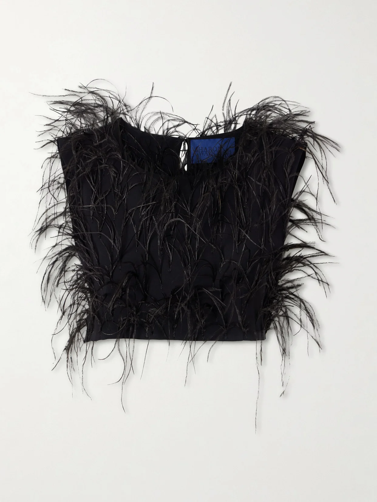 Cato Feather-trimmed Silk Tank - 1