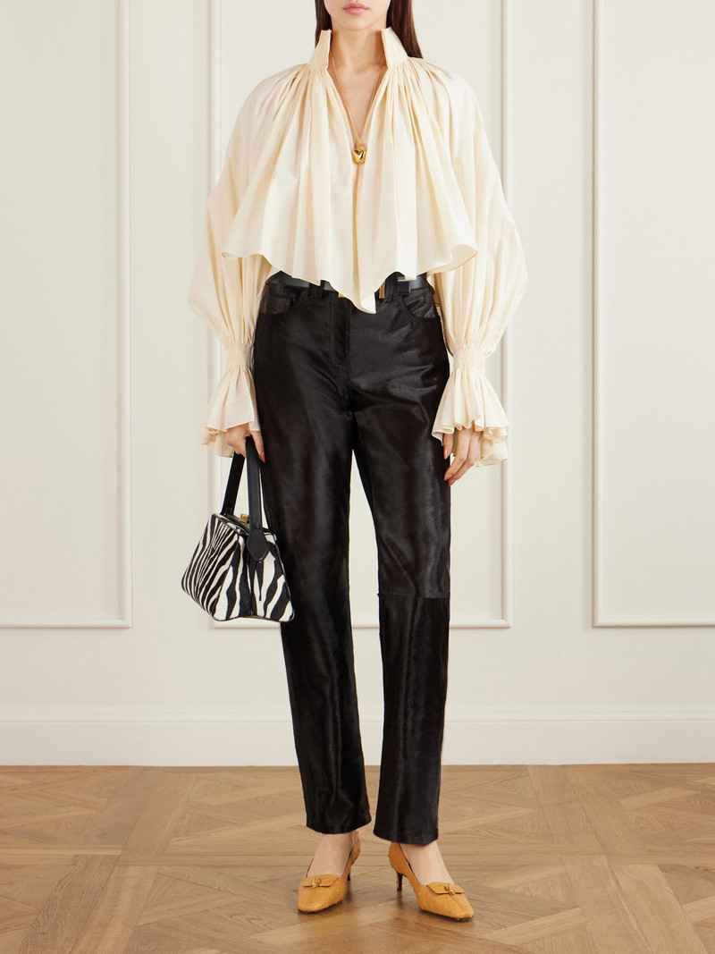 KHAITE Callum Calf Hair Straight-leg Pants outlook