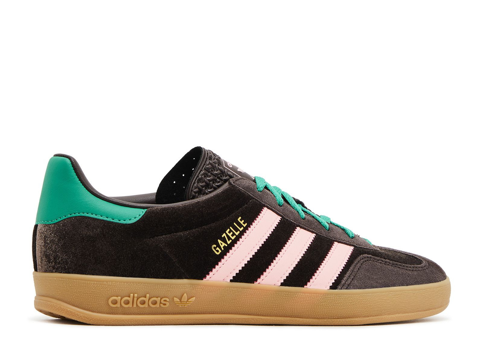 WMNS GAZELLE INDOOR 'DARK BROWN PINK GREEN VELVET' - 3