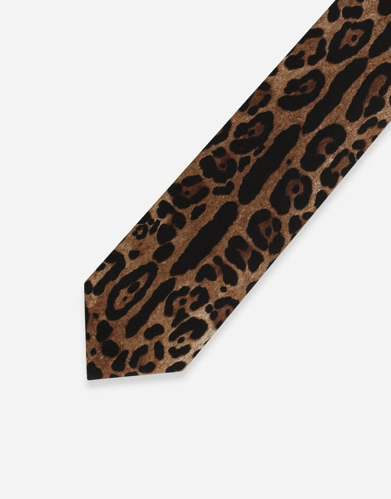 6-cm blade tie in leopard-print silk twill 3