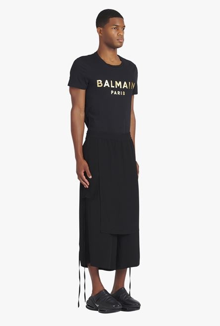 Black eco-designed crêpe shorts - 7