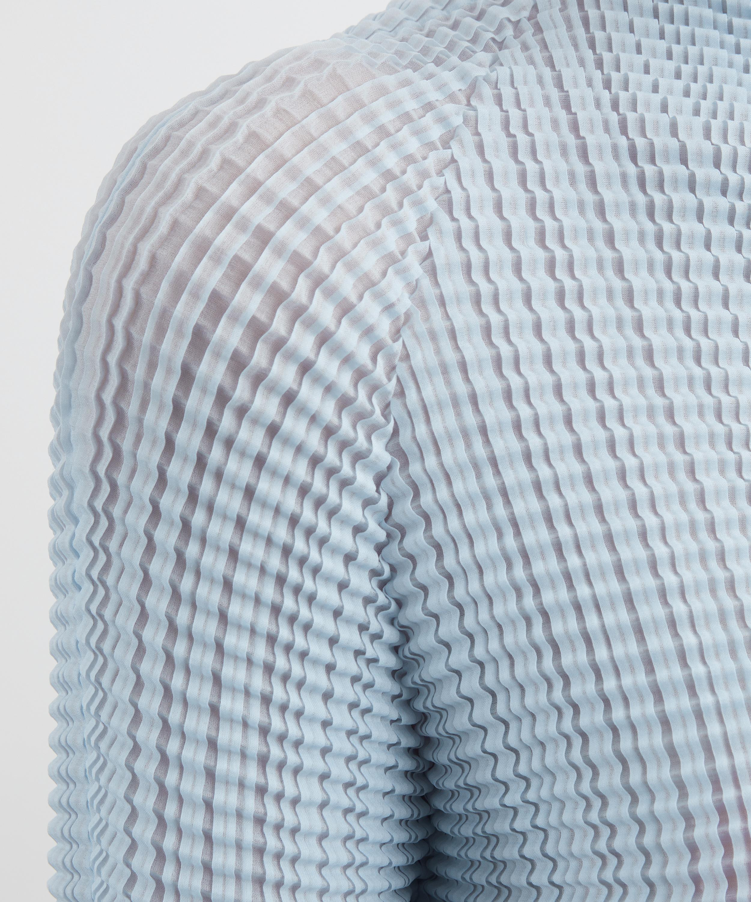 Light Blue Wooly Pleats-58 High-Neck Top - 5