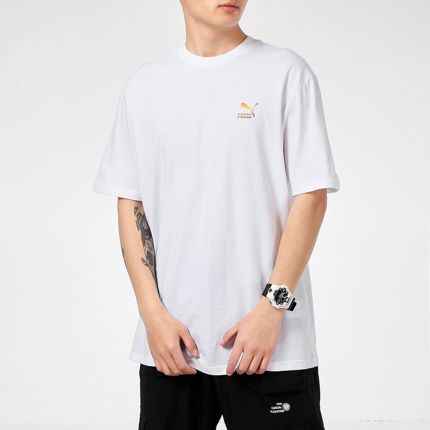 PUMA Rainbow Logo Tee 'White' 534095-02 - 3