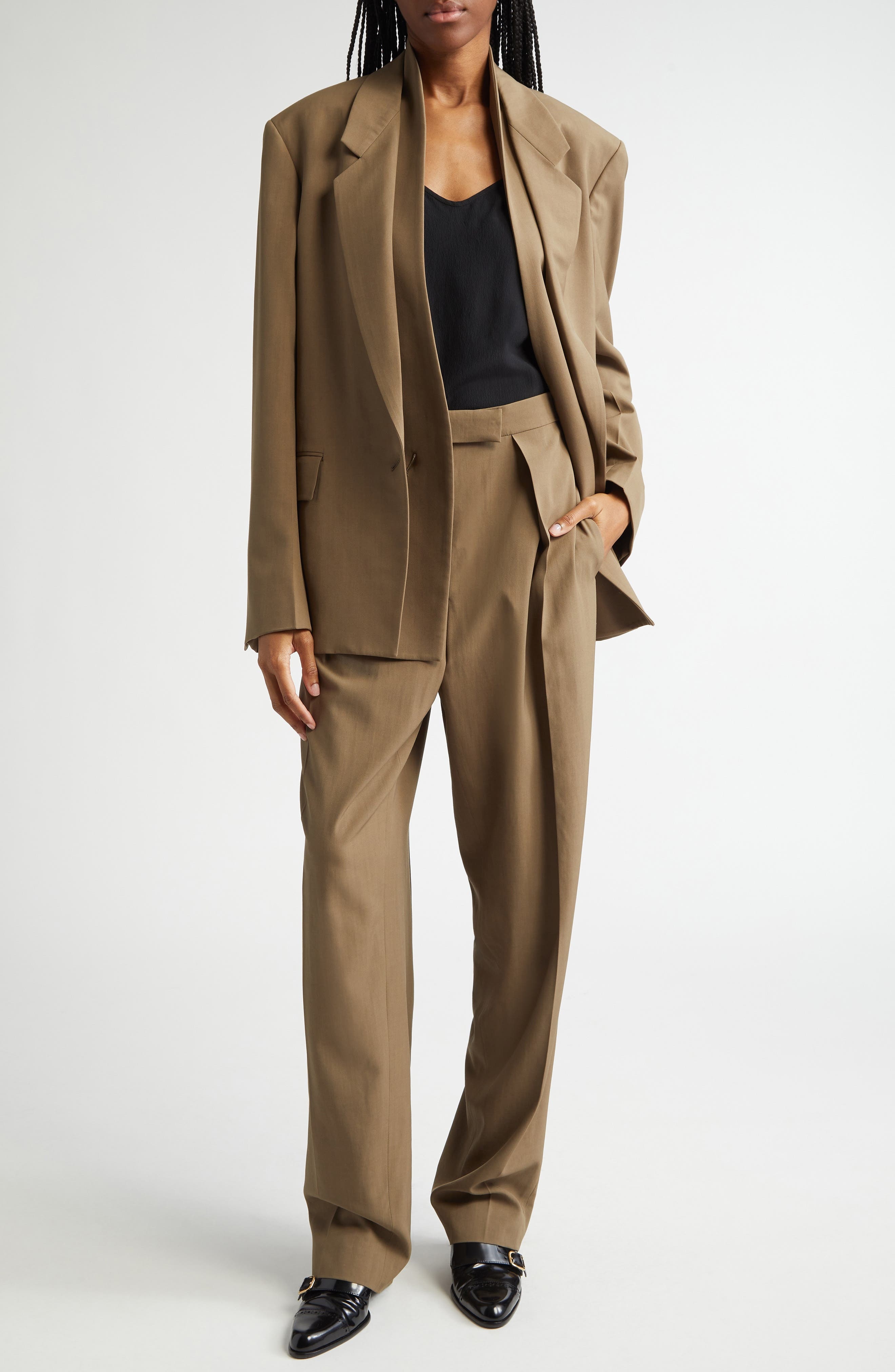 FERRAGAMO Double Lapel Blazer in Lead Green at Nordstrom - 2
