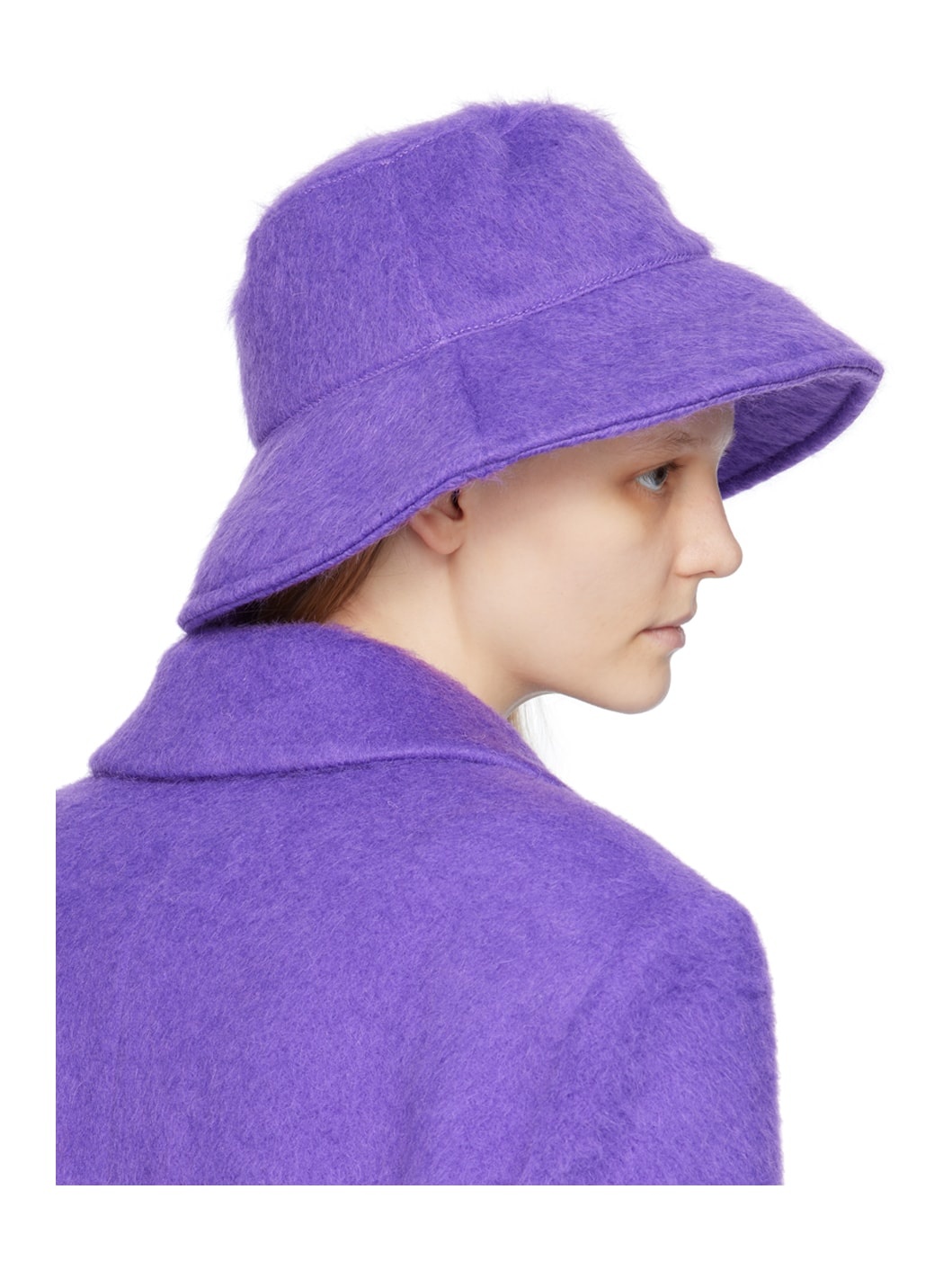 Purple Shag Knit Bucket Hat - 3