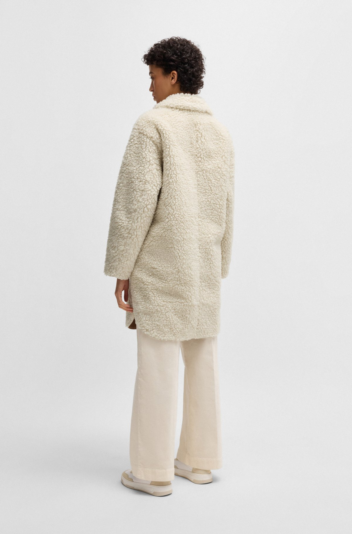 FAUX-FUR COAT WITH CHEST POCKET - 4
