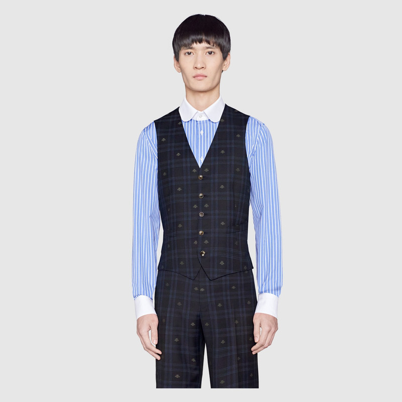 Bee check formal vest 3