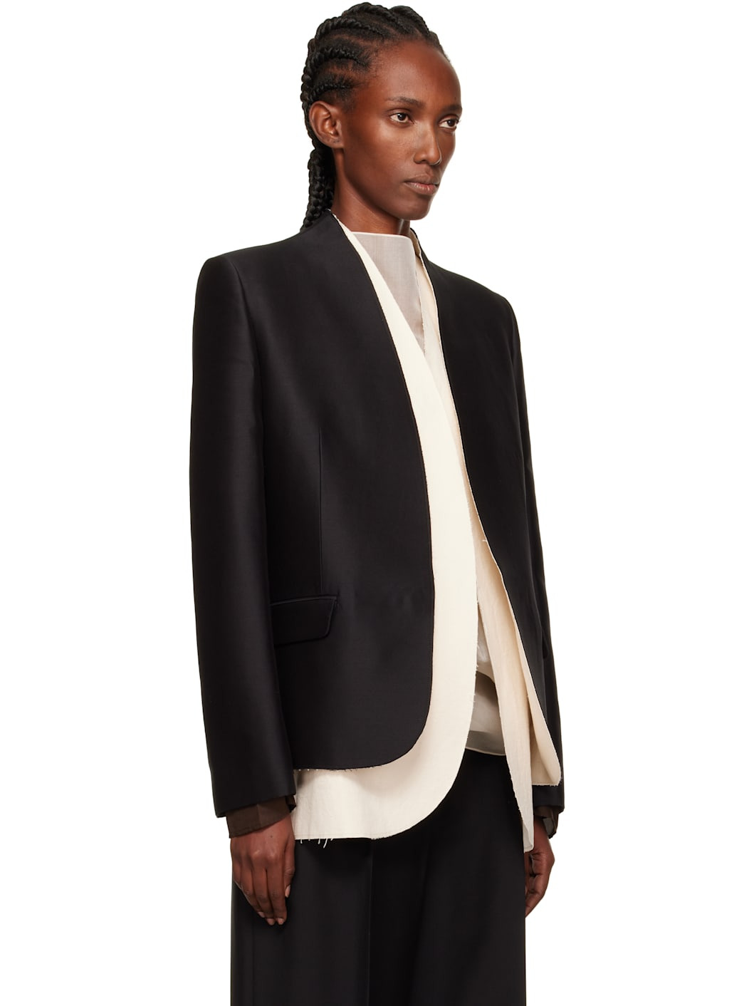 Black & Off-White Tulip Blazer - 2