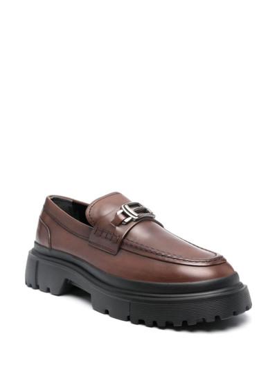 HOGAN H619 logo-plaque leather loafers outlook