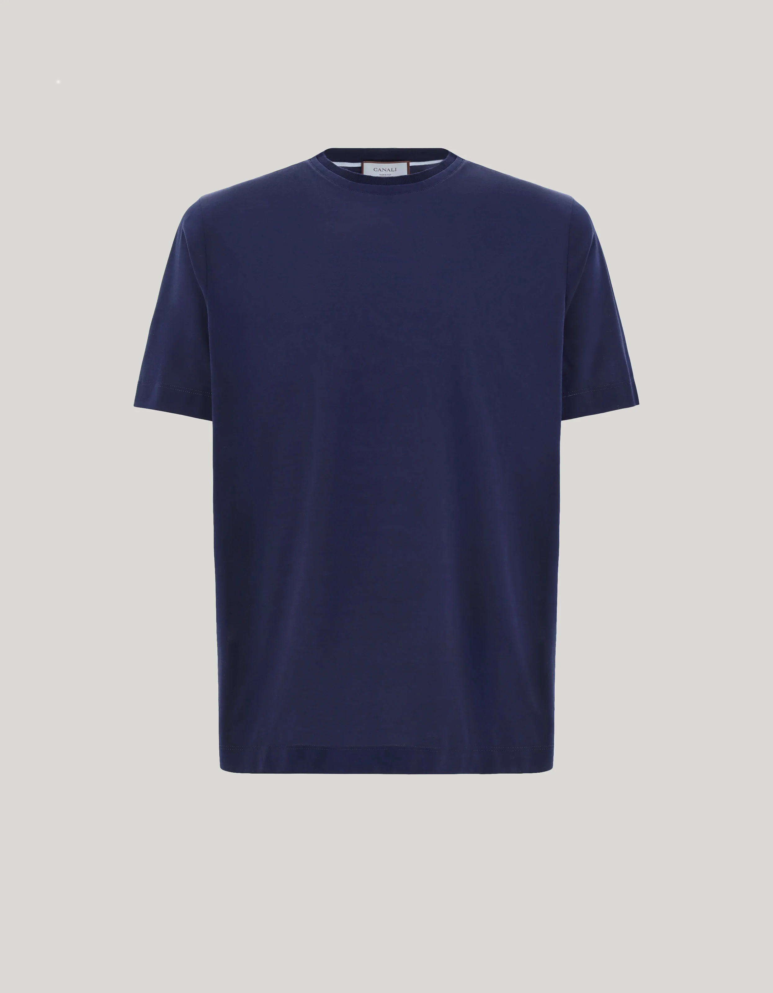 BLUE LISLE COTTON T-SHIRT WITH DOUBLE COLLAR - 1