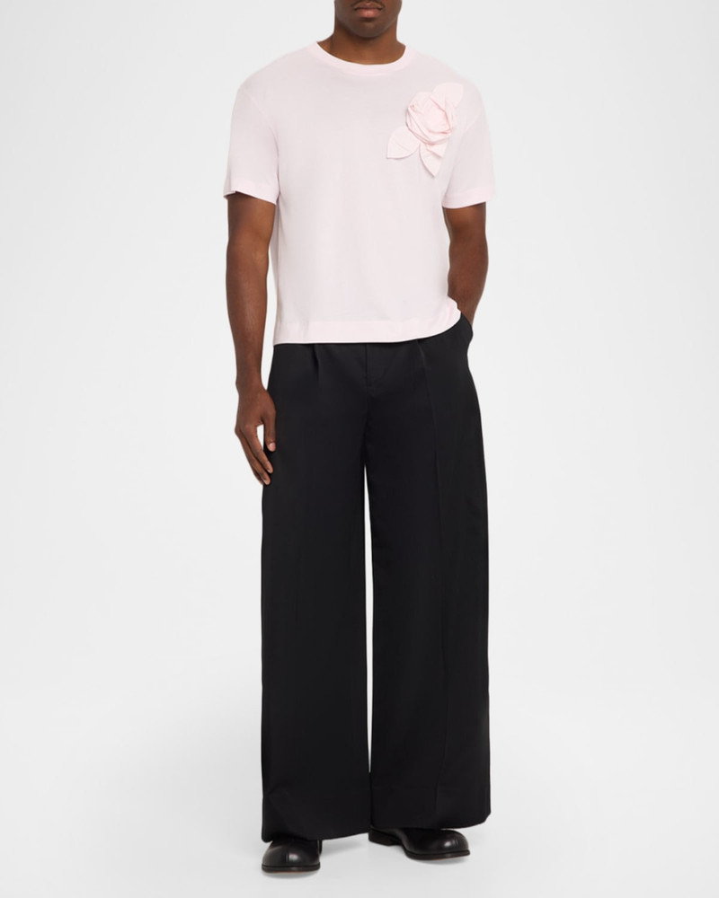 Simone Rocha Men & apos;s Wide-Leg Pleated Trousers with Pearly Button outlook