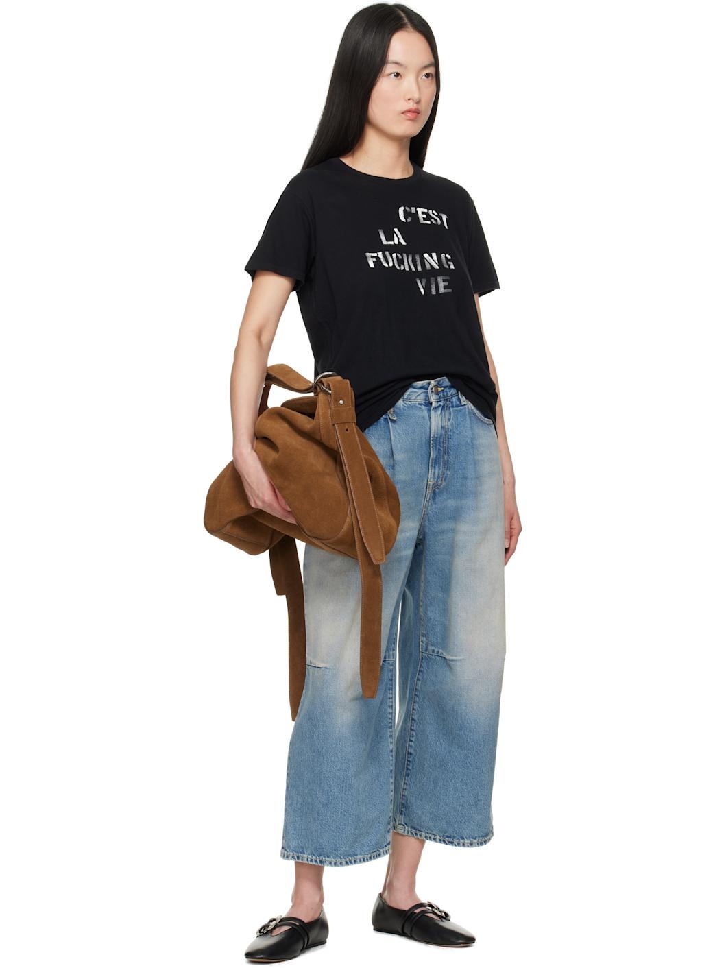 Blue Cropped Wide Leg Jeans - 4