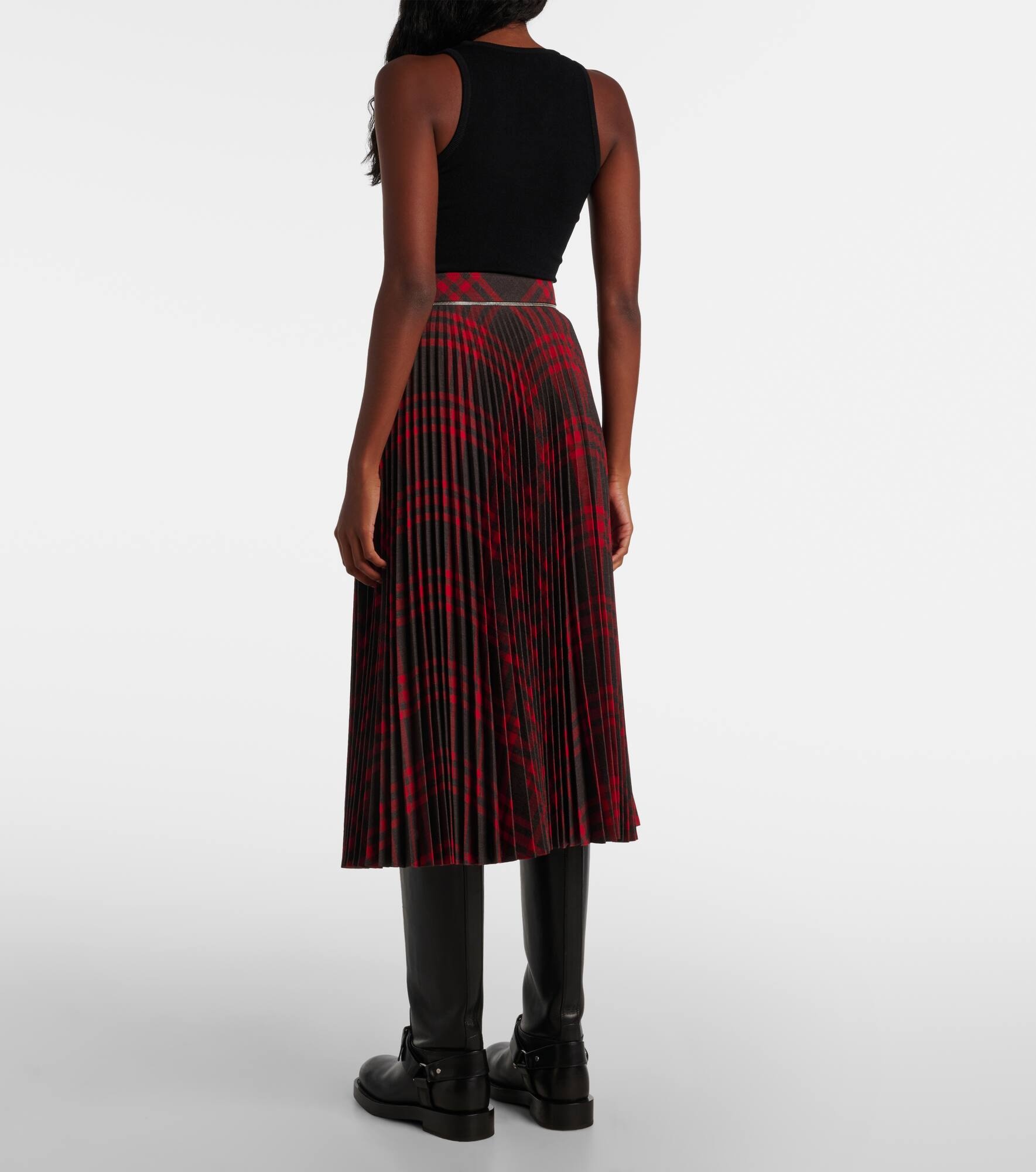 Burberry Check plissé midi skirt - 3