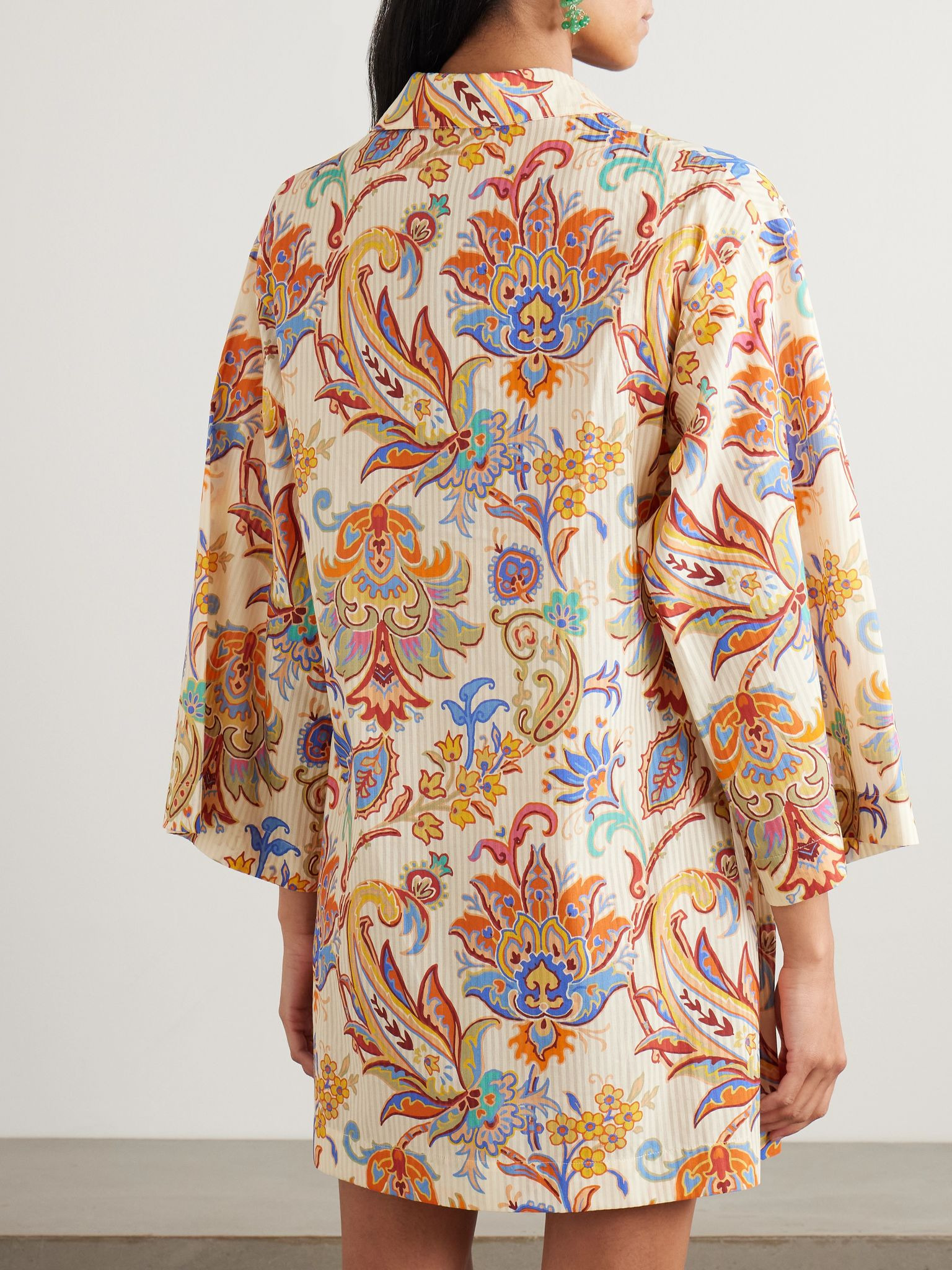 Paisley-print cotton and silk-blend tunic Cream - 4