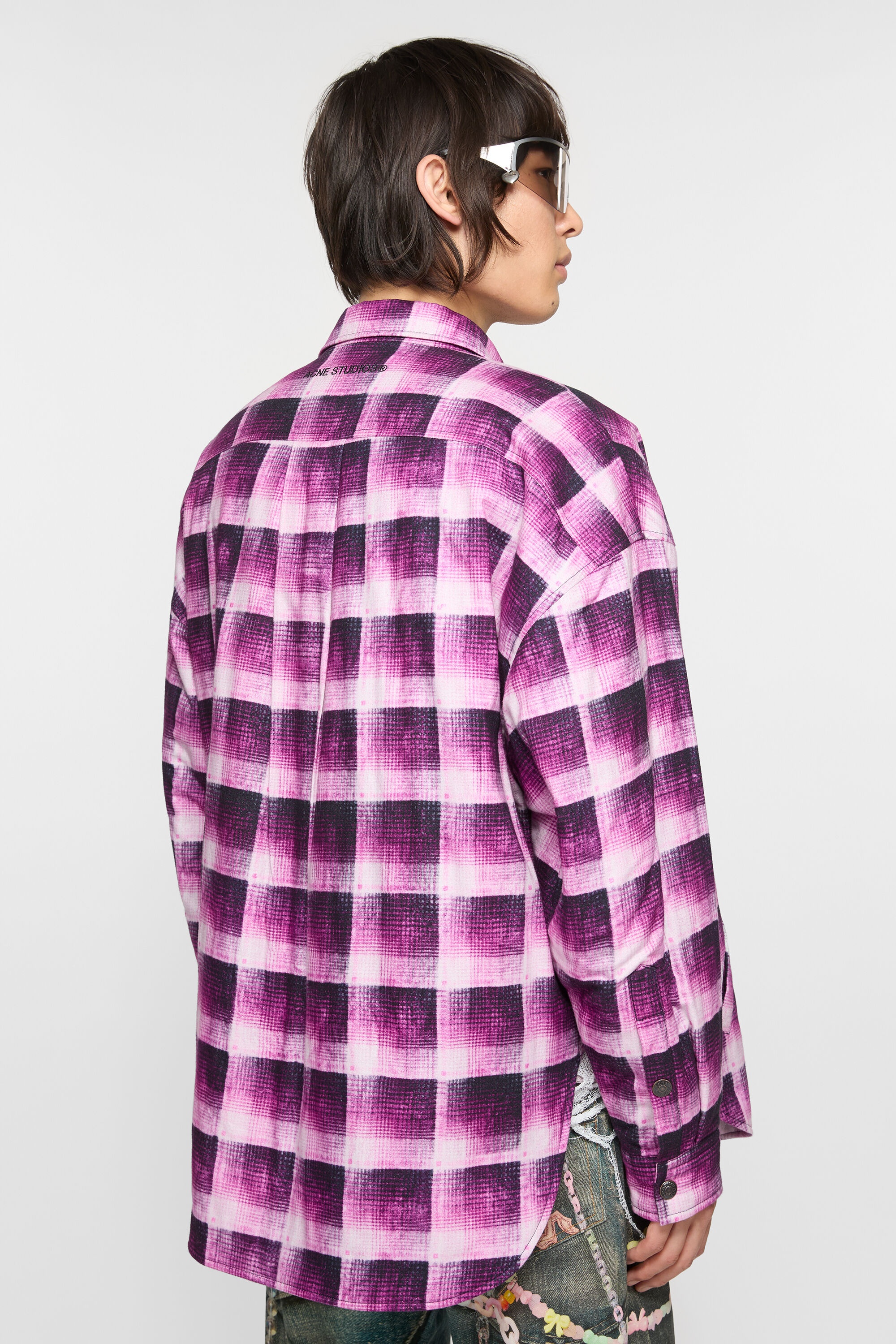 Check button-up shirt - Pink - 4