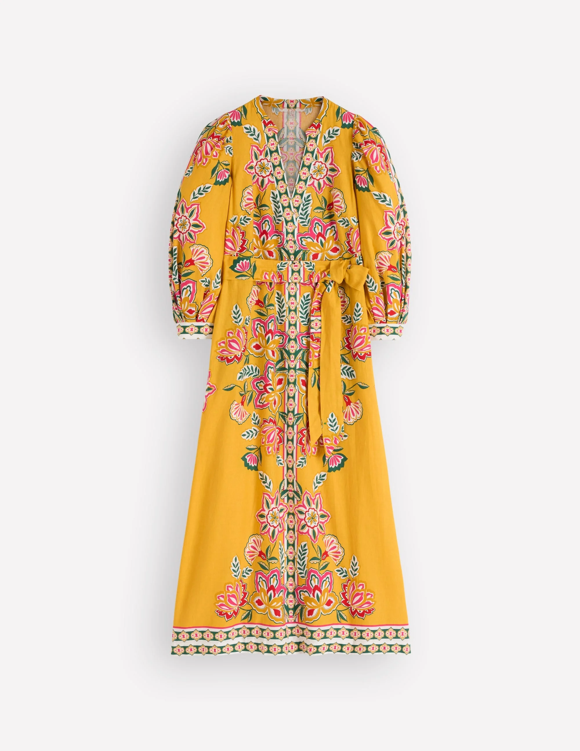 Octavia Linen Dress-Yellow Blossom Elegance - 1