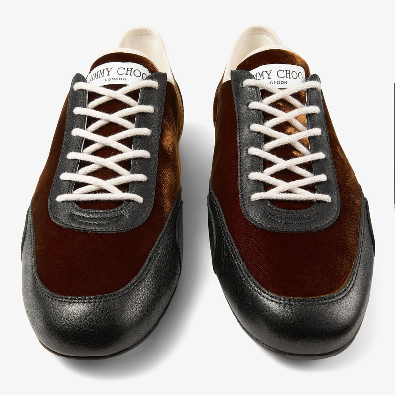 Sunny M Bronze Mix Leather and Velvet Low Top Trainers 4