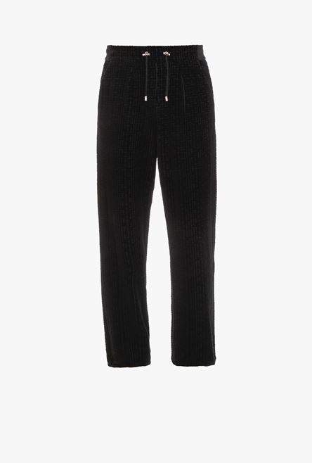 Black sweatpants with embossed velvet Balmain monogram - 1