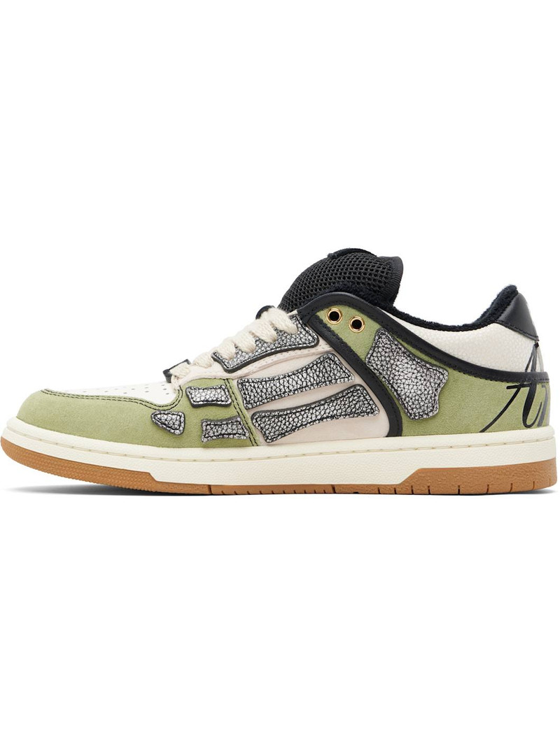 AMIRI White & Green XL Skel Top Low Sneakers outlook