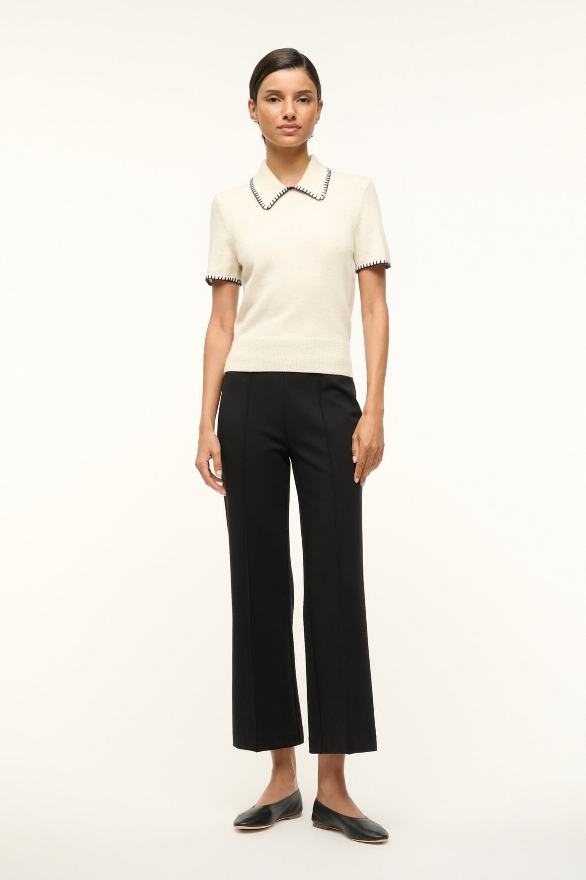 STAUD WINDSOR TOP IVORY NAVY - 2
