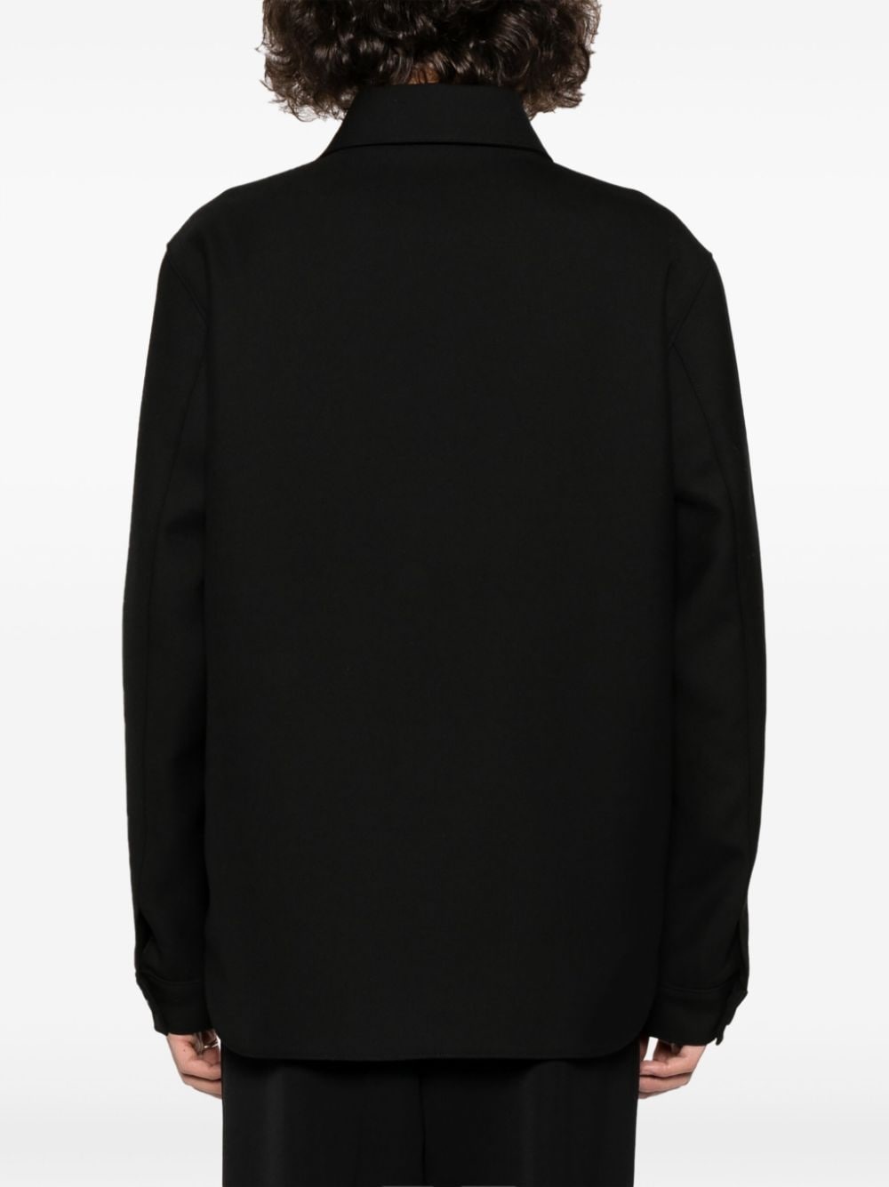 spread-collar cotton shirt jacket - 4