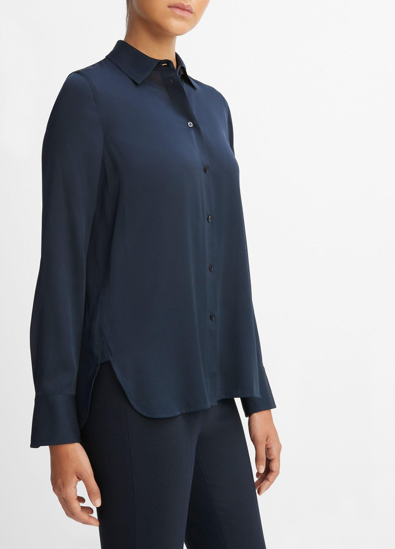 Vince Slim Fitted Stretch-Silk Blouse outlook