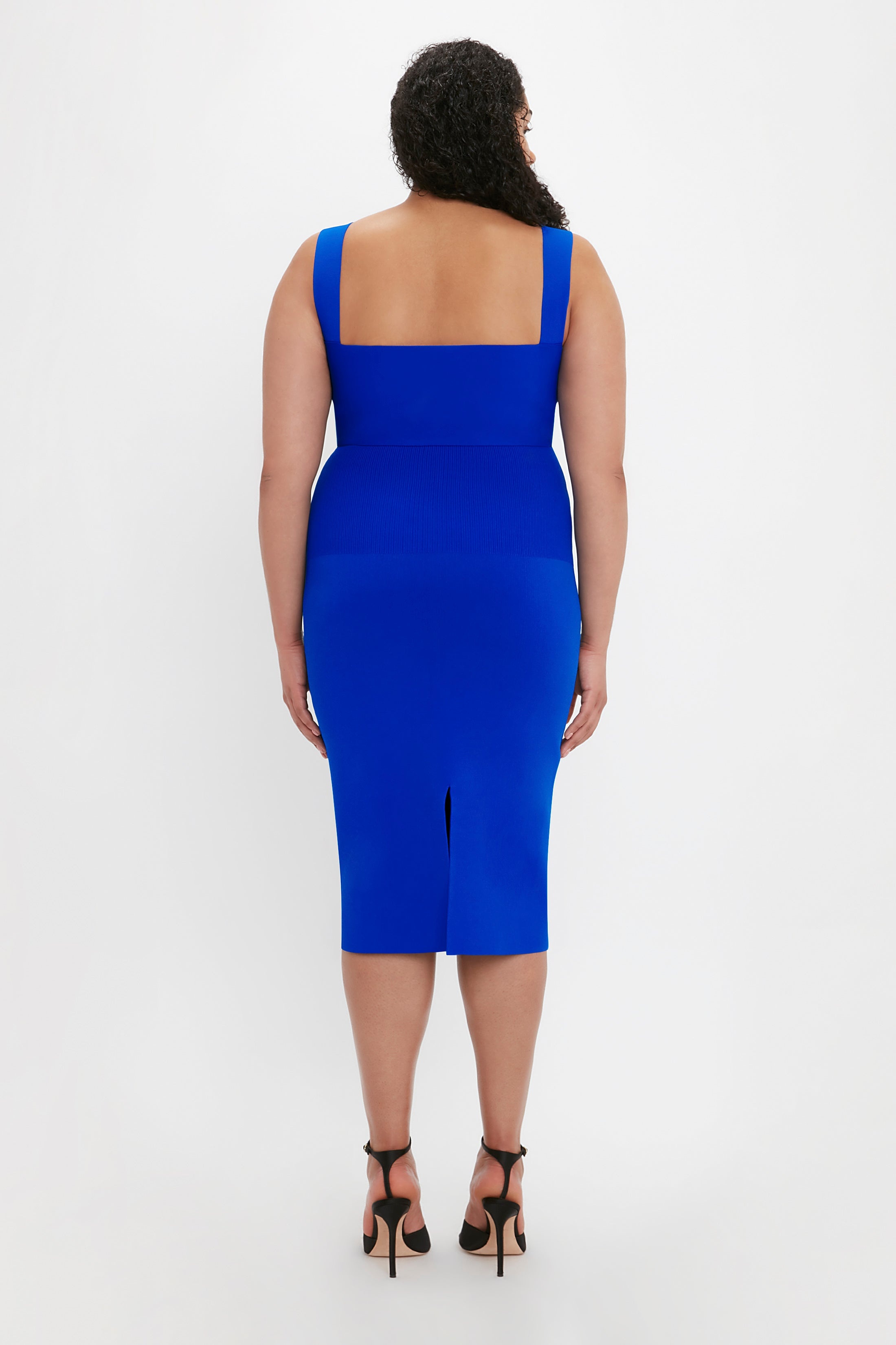 VB Body Fitted Midi Skirt In Cobalt - 6
