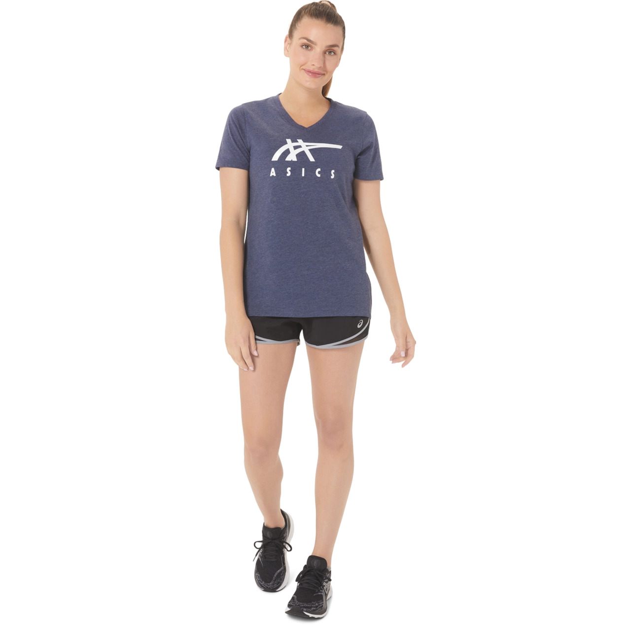 WOMEN'S ASICS STRIPES V-NECK - 6
