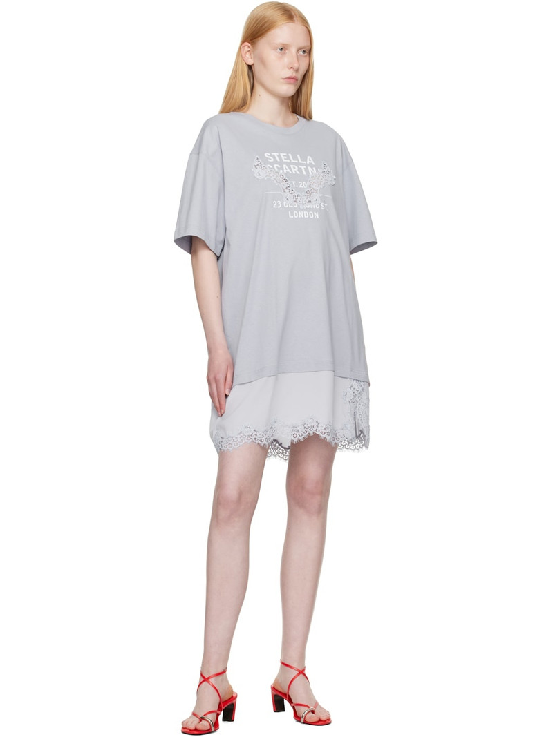 Stella McCartney Blue Lace-Insert Graphic T-shirt Minidress outlook